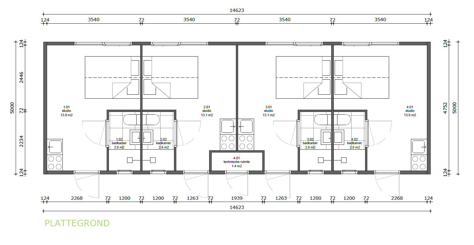 Hotelunit plattegrond